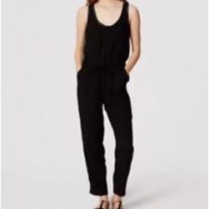 LOFT Sleeveless Black Drawstring Jumpsuit